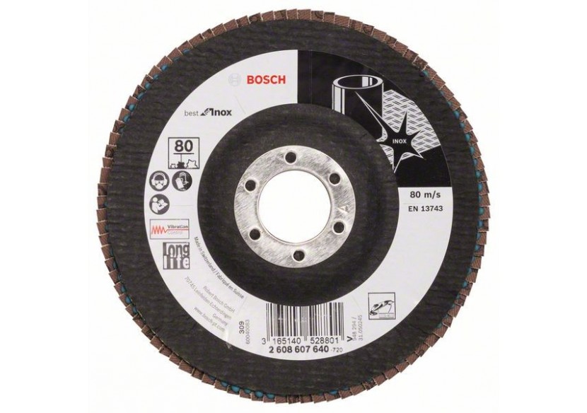 Plateau à lamelles X581, Best for Inox 125 mm, 22,23 mm, 80 - 2608607640 - Bosch Plateau à lamelles X581, Best for Inox 125 mm, 22,23 mm, 80 - 2608607640 - Bosch