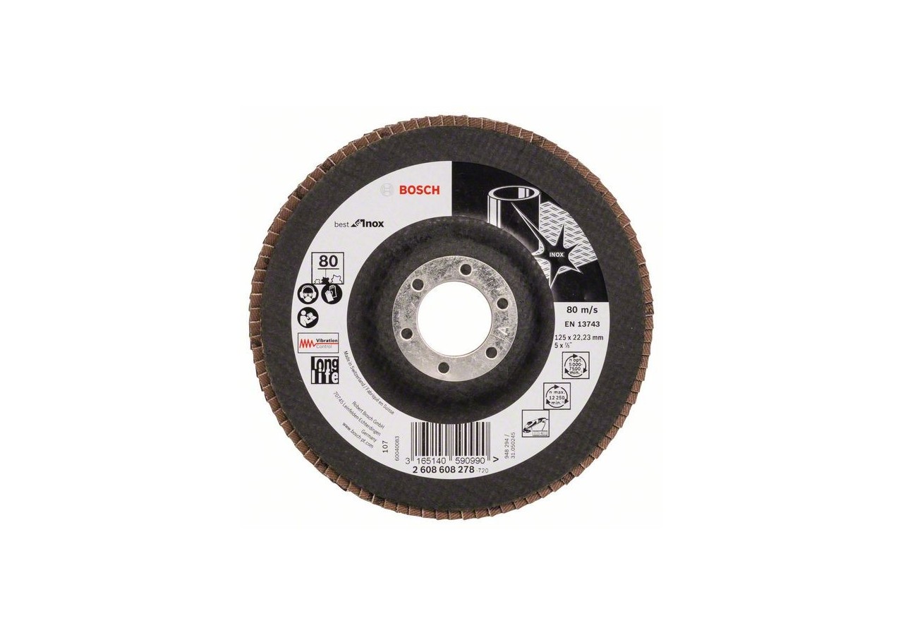 Plateau à lamelles X581, Best for Inox 125 mm, 22,23 mm, 80 - 2608608278 - Bosch