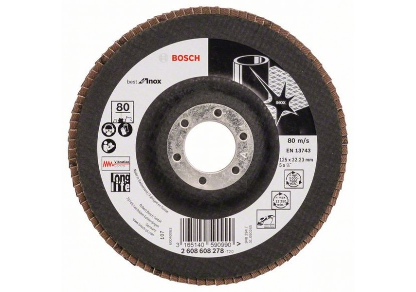 Plateau à lamelles X581, Best for Inox 125 mm, 22,23 mm, 80 - 2608608278 - Bosch Plateau à lamelles X581, Best for Inox 125 mm, 22,23 mm, 80 - 2608608278 - Bosch