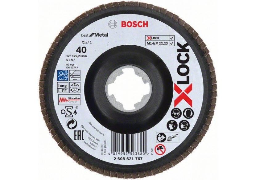 XLock Plat. Lamelle Bombé Plas. 125 G40 - 2608621767 - Bosch XLock Plat. Lamelle Bombé Plas. 125 G40 - 2608621767 - Bosch