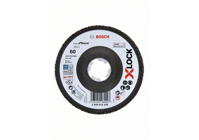XLock Plat. Lamelle Bombé Fibre 115 G60 - 2608619198 - Bosch XLock Plat. Lamelle Bombé Fibre 115 G60 - 2608619198 - Bosch