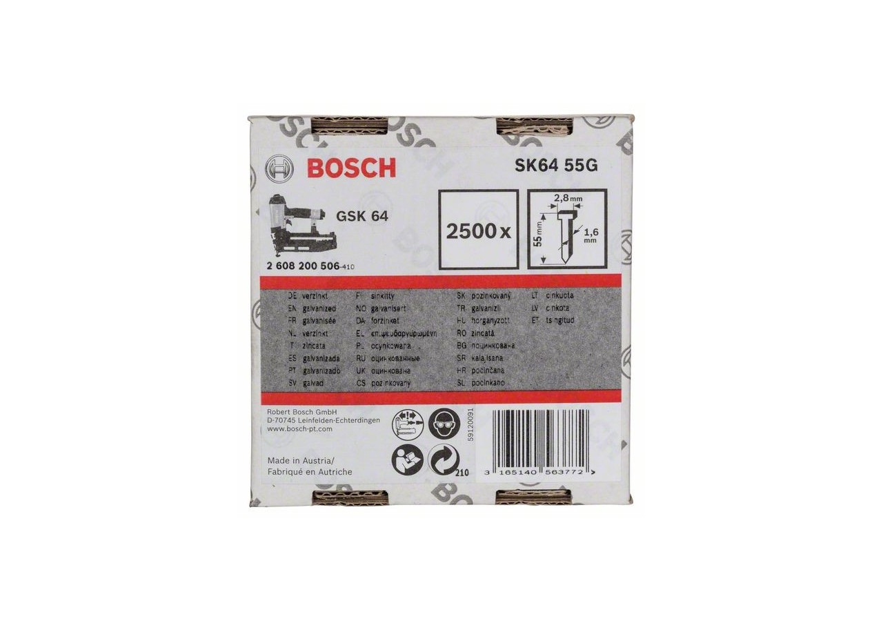 Pointe à tête fraisée SK64 55G 1,6 mm, 55 mm, galvanisé Version galvanisée - 2608200506 - Bosch