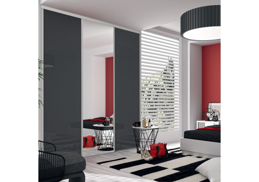 Façade de placard 3 portes coulissante Cha-Cha-Cha laqué - Kazed : Confort'Mat