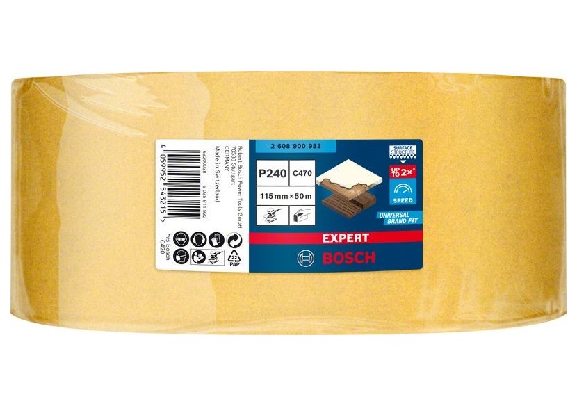 Rouleau abrasif Expert C470 pour ponçage manuel 115 mm x 50 m, G 240 - 2608900983 - Bosch Rouleau abrasif Expert C470 pour ponçage manuel 115 mm x 50 m, G 240 - 2608900983 - Bosch