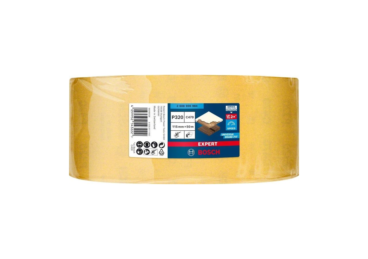 Rouleau abrasif Expert C470 pour ponçage manuel 115 mm x 50 m, G 320 - 2608900984 - Bosch