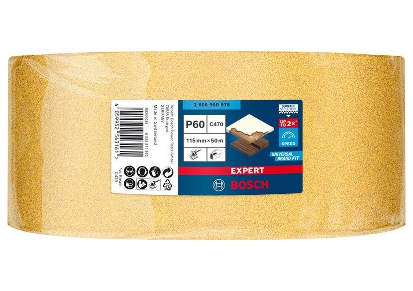 Rouleau abrasif Expert C470 pour ponçage manuel 115 mm x 50 m, G 60 - 2608900978 - Bosch Rouleau abrasif Expert C470 pour ponçage manuel 115 mm x 50 m, G 60 - 2608900978 - Bosch