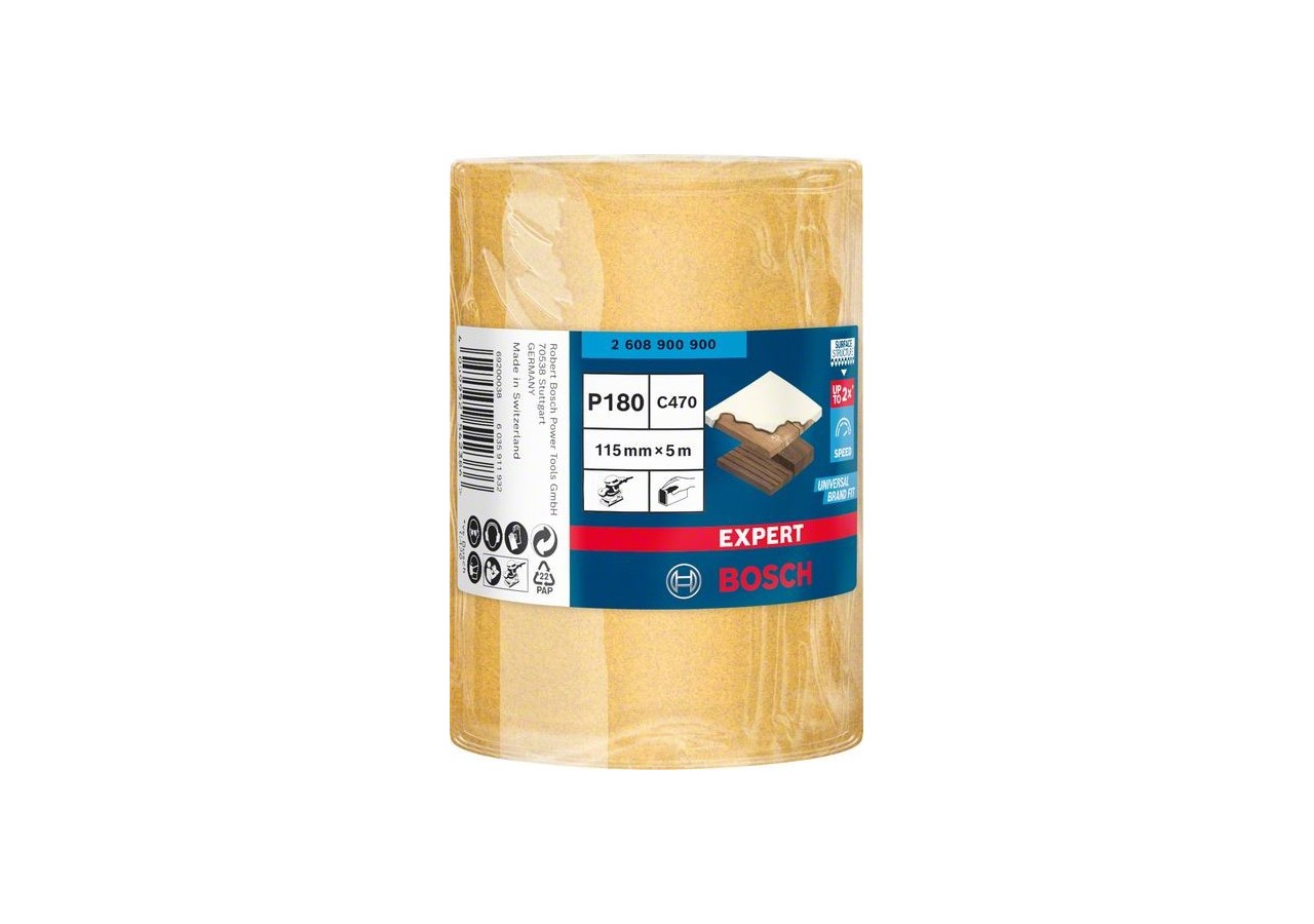 Rouleau abrasif Expert C470 pour ponçage manuel 115 mm, 5 m, G 180 - 2608900900 - Bosch
