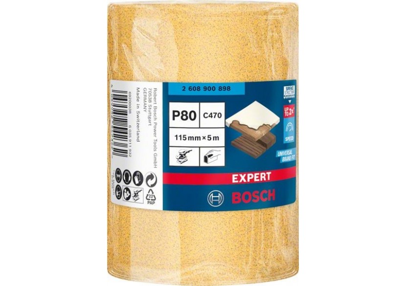 Rouleau abrasif Expert C470 pour ponçage manuel 115 mm, 5 m, G 80 - 2608900898 - Bosch Rouleau abrasif Expert C470 pour ponçage manuel 115 mm, 5 m, G 80 - 2608900898 - Bosch