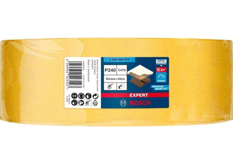 Rouleau abrasif Expert C470 pour ponçage manuel 93 mm x 50 m, G 240 - 2608900974 - Bosch
