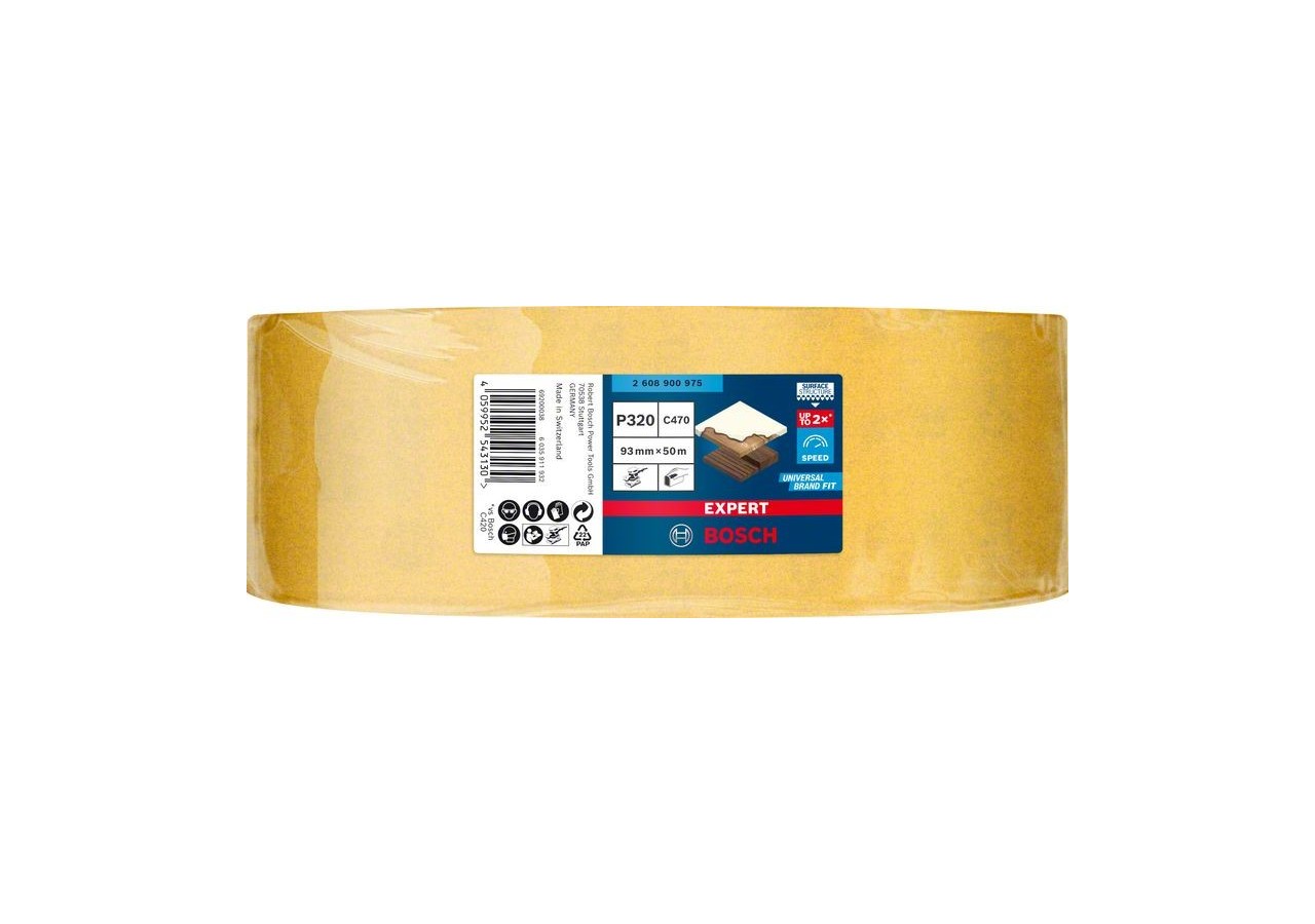 Rouleau abrasif Expert C470 pour ponçage manuel 93 mm x 50 m, G 320 - 2608900975 - Bosch