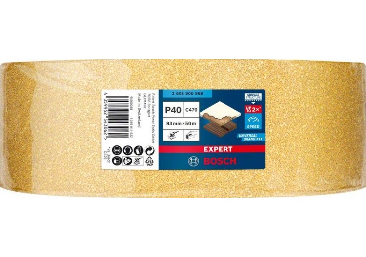 Rouleau abrasif Expert C470 pour ponçage manuel 93 mm x 50 m, G 40 - 2608900968 - Bosch