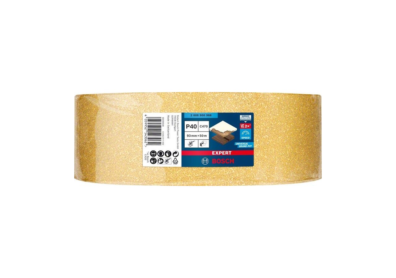 Rouleau abrasif Expert C470 pour ponçage manuel 93 mm x 50 m, G 40 - 2608900968 - Bosch
