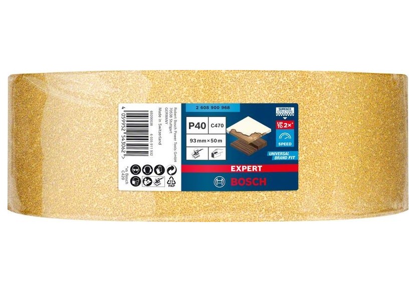 Rouleau abrasif Expert C470 pour ponçage manuel 93 mm x 50 m, G 40 - 2608900968 - Bosch Rouleau abrasif Expert C470 pour ponçage manuel 93 mm x 50 m, G 40 - 2608900968 - Bosch