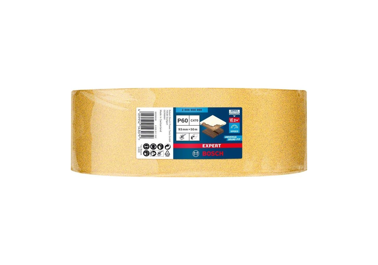 Rouleau abrasif Expert C470 pour ponçage manuel 93 mm x 50 m, G 60 - 2608900969 - Bosch