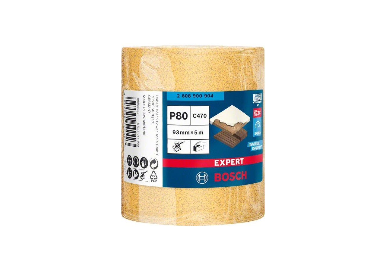 Rouleau abrasif Expert C470 pour ponçage manuel 93 mm, 5 m, G 80 - 2608900904 - Bosch