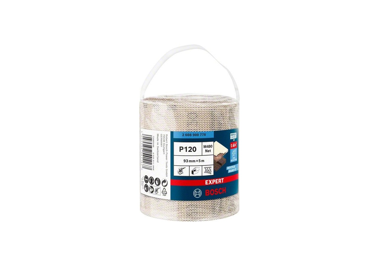 Rouleau d'abrasif réticulé Expert M480 93 mm, 5 m, G 120 - 2608900778 - Bosch