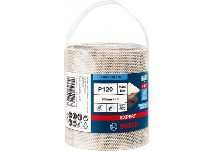 Rouleau d'abrasif réticulé Expert M480 93 mm, 5 m, G 120 - 2608900778 - Bosch Rouleau d'abrasif réticulé Expert M480 93 mm, 5 m, G 120 - 2608900778 - Bosch
