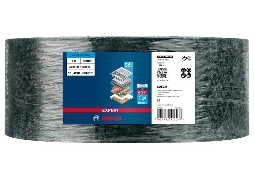 Rouleau de non-tissé Expert N880 115 mm x 10 mm, Tous usages - 2608901232 - Bosch Rouleau de non-tissé Expert N880 115 mm x 10 mm, Tous usages - 2608901232 - Bosch