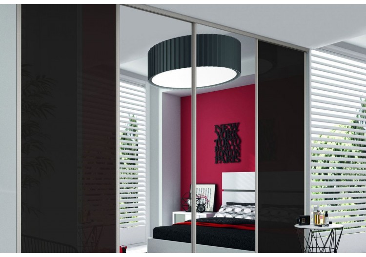 Façade de placard 4 portes coulissante Cha-Cha-Cha laqué - Kazed : Confort'Mat