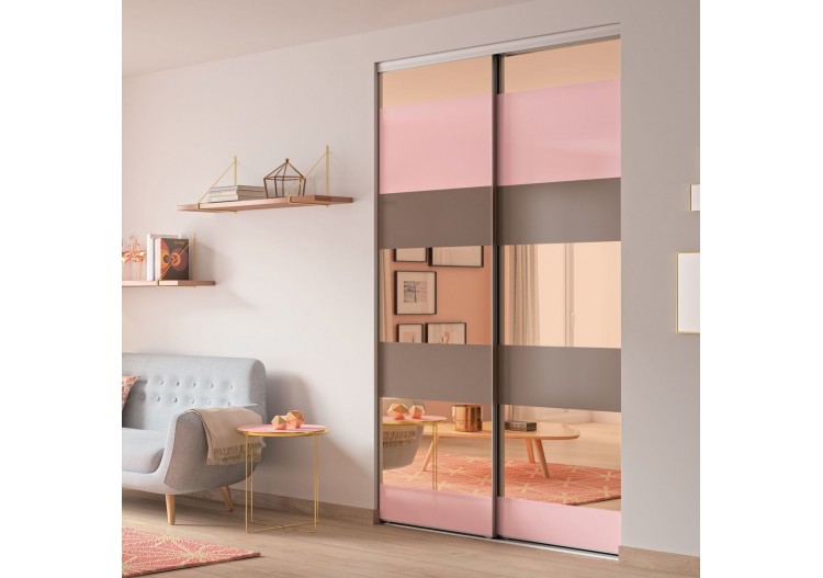 Façade de placard 2 portes coulissante Samantha laqué - Kazed : Confort'Mat 2