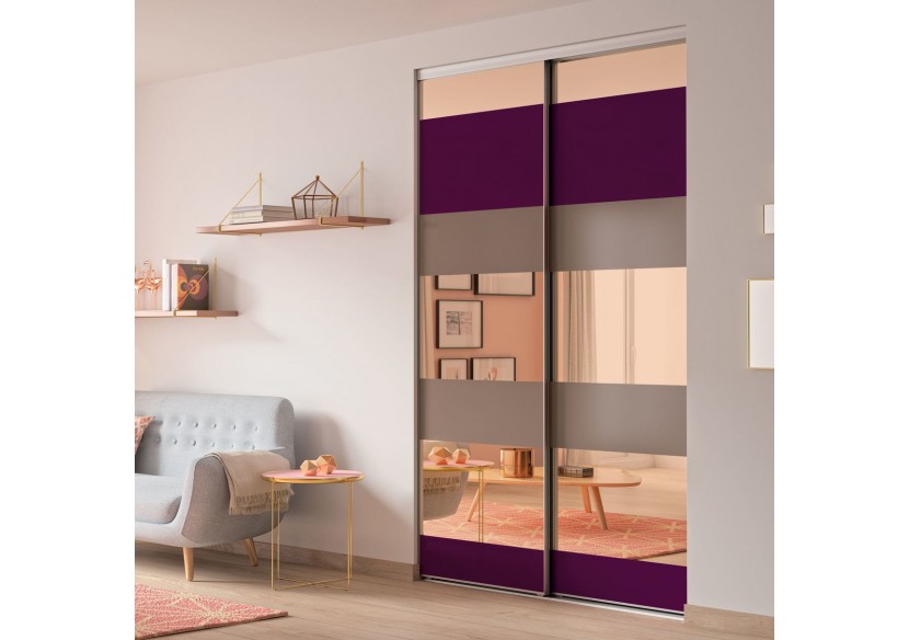 Façade de placard 2 portes coulissante Samantha laqué - Kazed : Confort'Mat