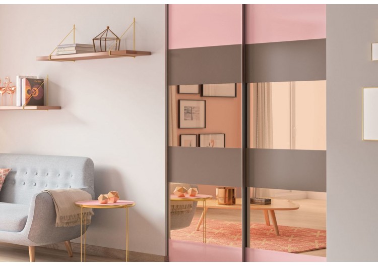 Façade de placard 2 portes coulissante Samantha laqué - Kazed : Confort'Mat