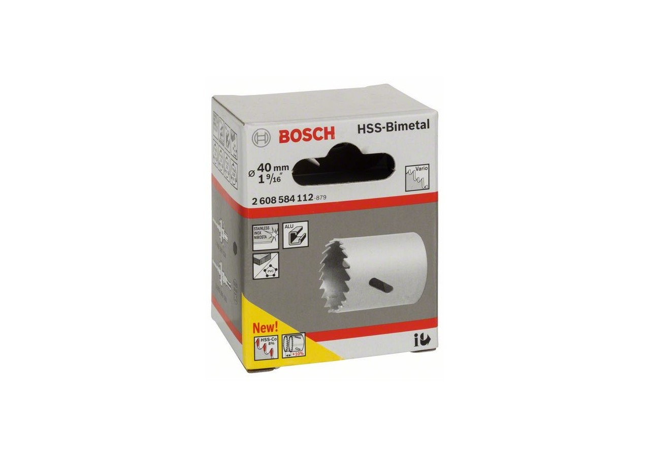 Scie-trépan HSS bimétal pour adaptateur standard 40 mm, 1 9/16" - 2608584112 - Bosch
