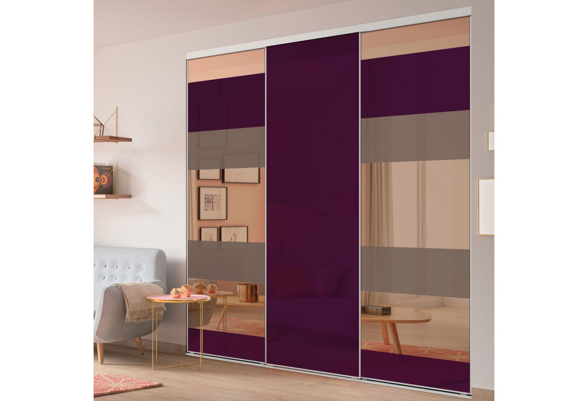 Façade de placard 3 portes coulissante Samantha laqué - Kazed : Confort'Mat