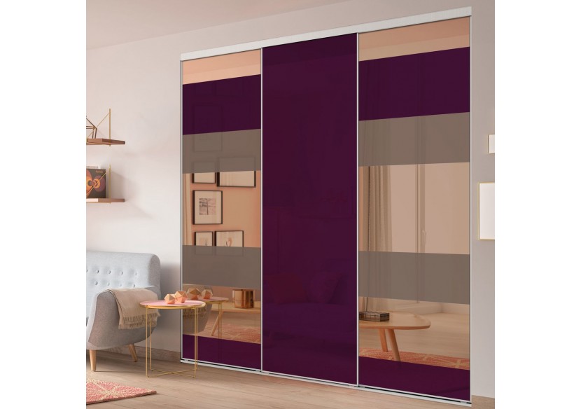 Façade de placard 3 portes coulissante Samantha laqué - Kazed : Confort'Mat