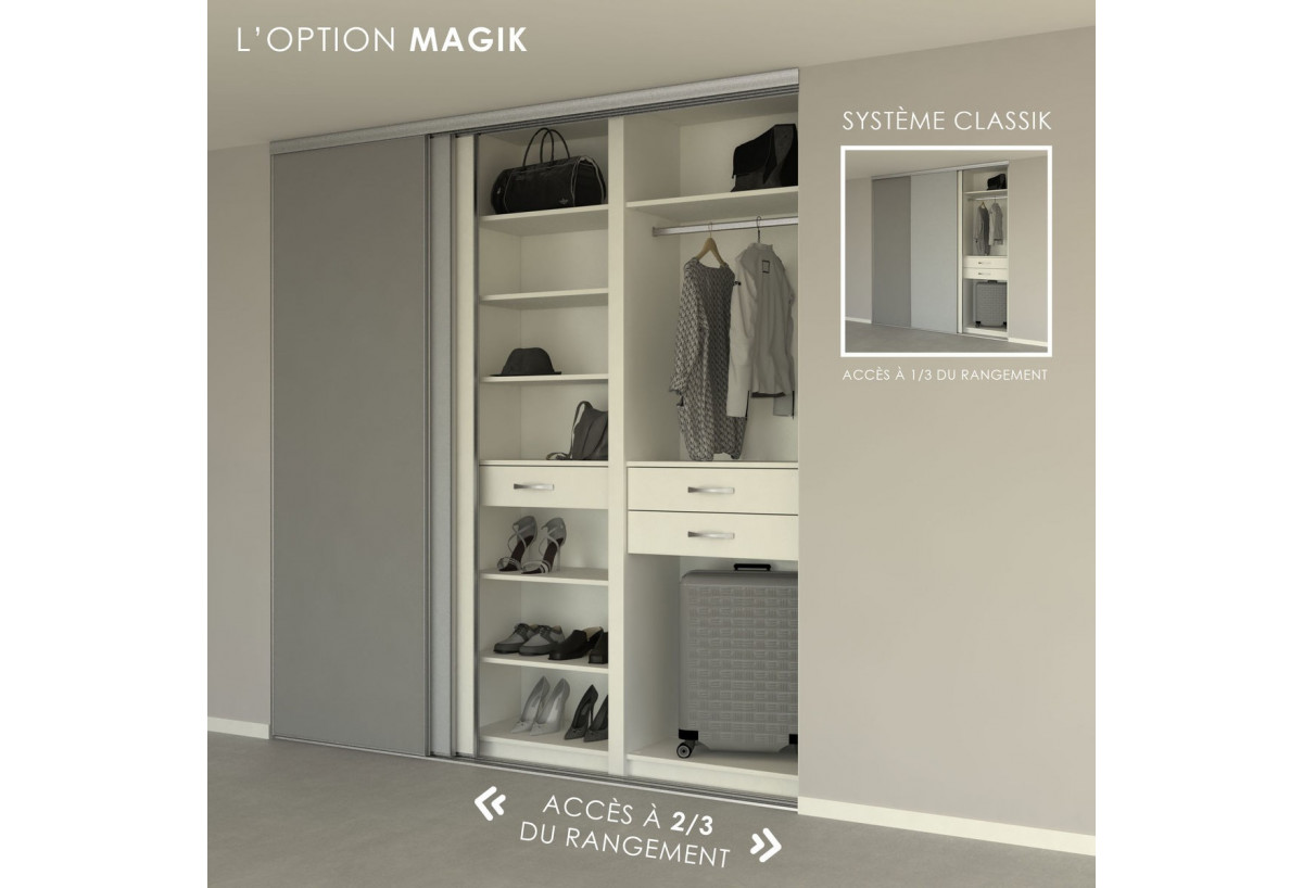Façade de placard 3 portes coulissante Samantha laqué - Kazed : Confort'Mat