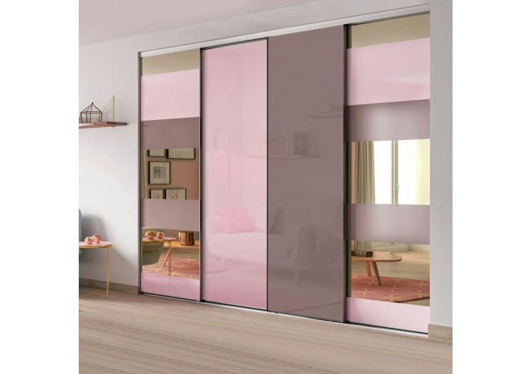 Façade de placard 4 portes coulissante Samantha laqué - Kazed : Confort'Mat 2