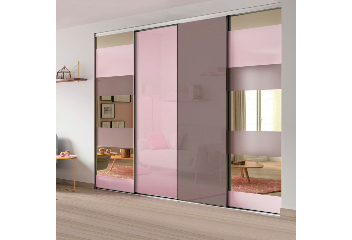 Façade de placard 4 portes coulissante Samantha laqué - Kazed : Confort'Mat