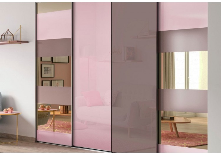 Façade de placard 4 portes coulissante Samantha laqué - Kazed : Confort'Mat