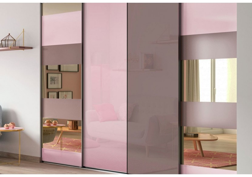 Façade de placard 4 portes coulissante Samantha laqué - Kazed : Confort'Mat