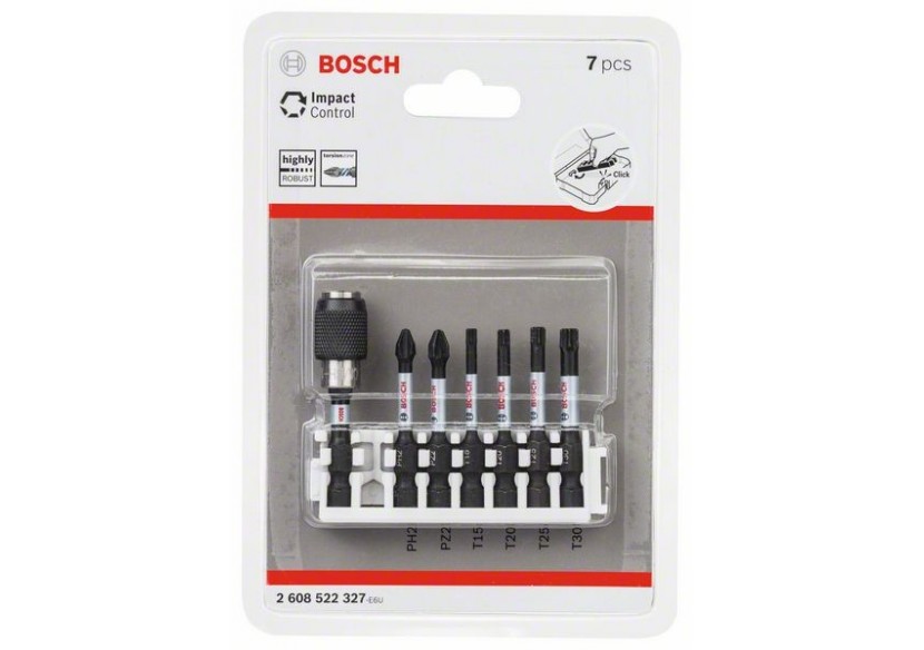 Set d’embouts de vissage Impact Control, 7 pièces  Pack de 7 (index) - 2608522327 - Bosch Set d’embouts de vissage Impact Control, 7 pièces  Pack de 7 (index) - 2608522327 - Bosch