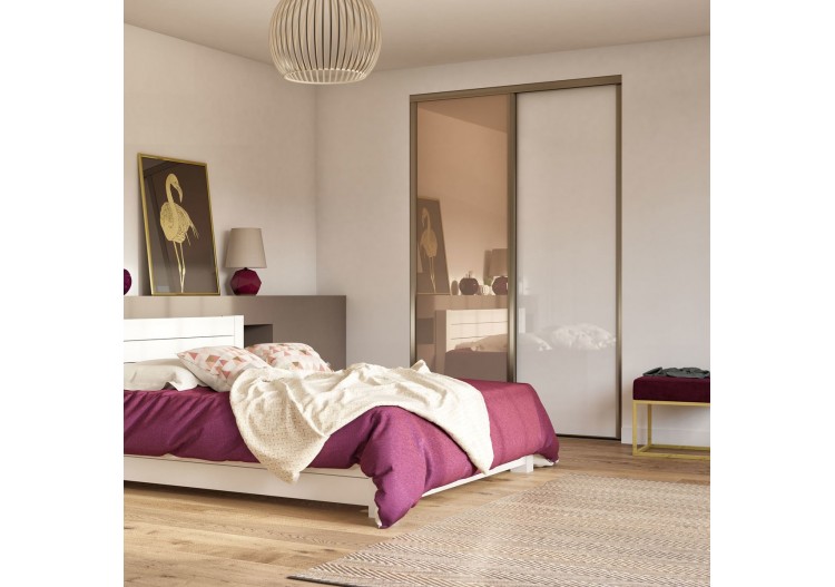 Façade de placard 2 portes coulissante Miranda laqué - Kazed : Confort'Mat 2