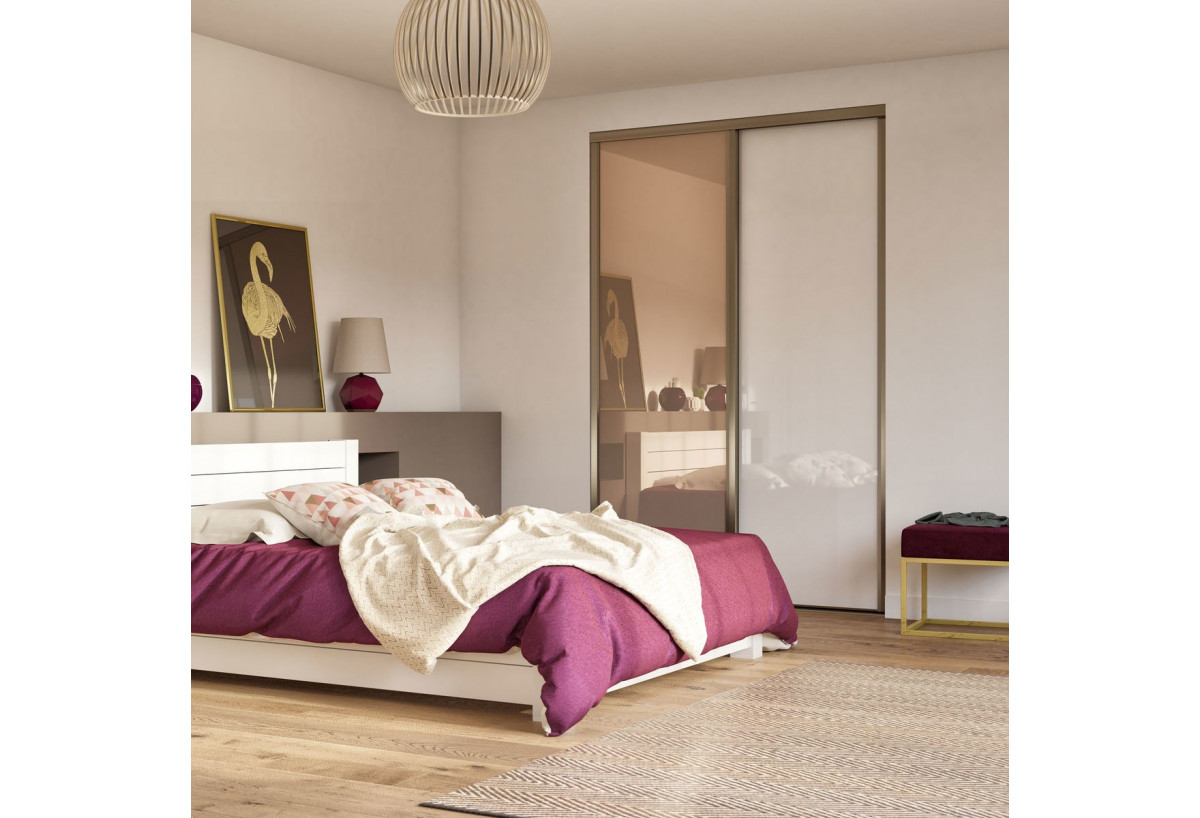 Façade de placard 2 portes coulissante Miranda laqué - Kazed : Confort'Mat