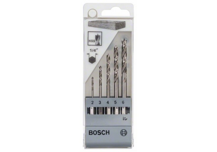 Coffret de 5 mèches bois queue 6 pans diamètres 2-3-4-5-6mm - 2608595525 - Bosch