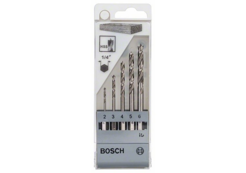 Coffret de 5 mèches bois queue 6 pans diamètres 2-3-4-5-6mm - 2608595525 - Bosch