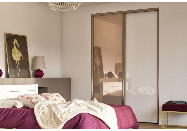 Façade de placard 2 portes coulissante Miranda laqué - Kazed : Confort'Mat