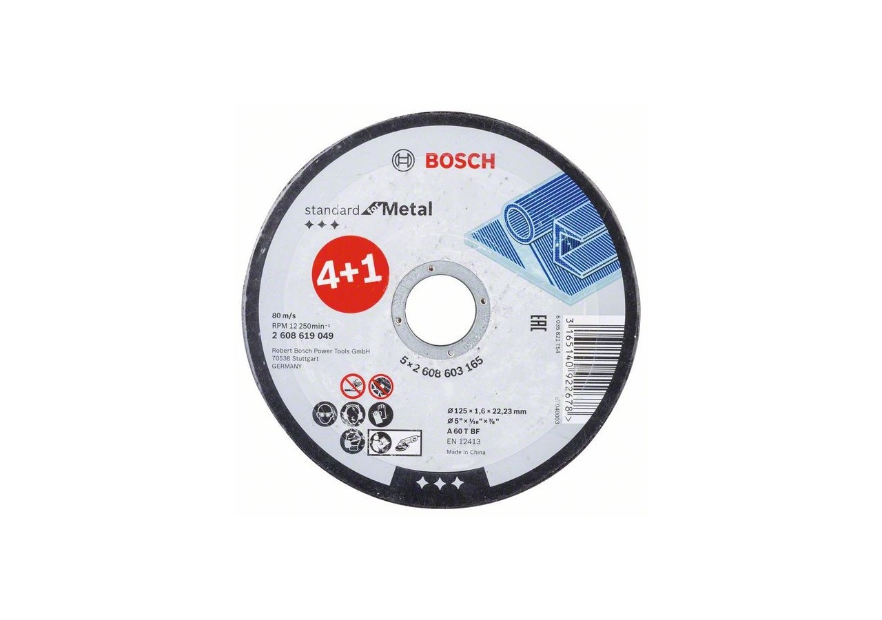 5 disques à tronçonner pour le Métal Standard for moyeu plat 125x1,6mm - 2608619049 - Bosch