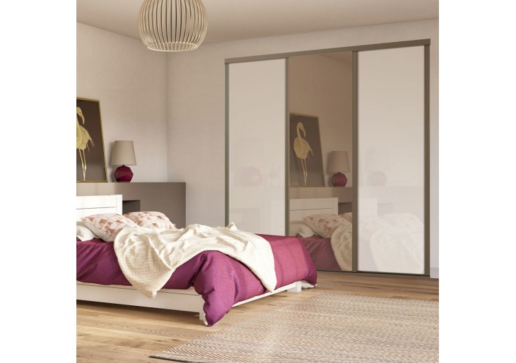 Façade de placard 3 portes coulissante Miranda laqué - Kazed : Confort'Mat 2