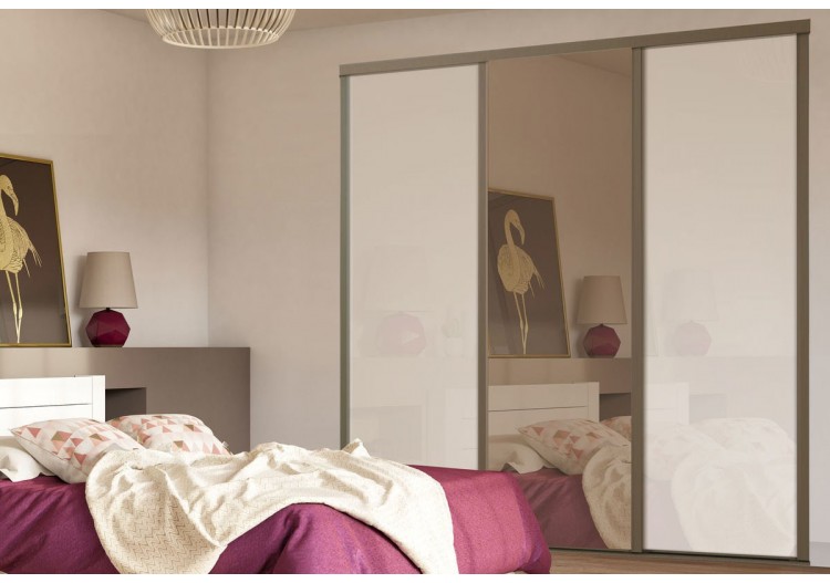 Façade de placard 3 portes coulissante Miranda laqué - Kazed : Confort'Mat