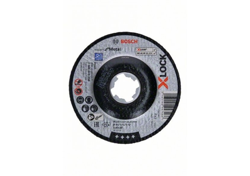 X-LOCK Expert for Metal 115x2,5x22,23 mm à découpe déportée A 30 S BF, 115 mm, 2,5 mm - 2608619256 - Bosch