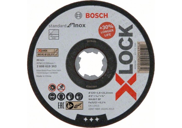 X-LOCK Standard for Inox 125 x 1,6 mm T41 125 x 1.6 x 22.23 mm - 2608619363 - Bosch
