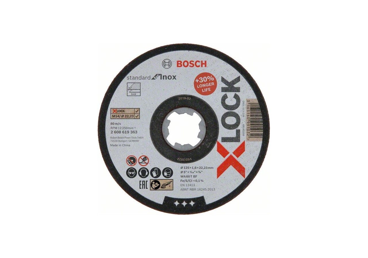 X-LOCK Standard for Inox 125 x 1,6 mm T41 125 x 1.6 x 22.23 mm - 2608619363 - Bosch