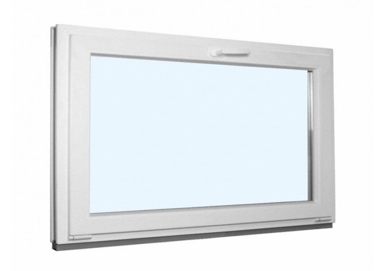 Fenêtre de cave soufflet PVC blanc vitrée ouvrant haut L 900mm x H 500mm