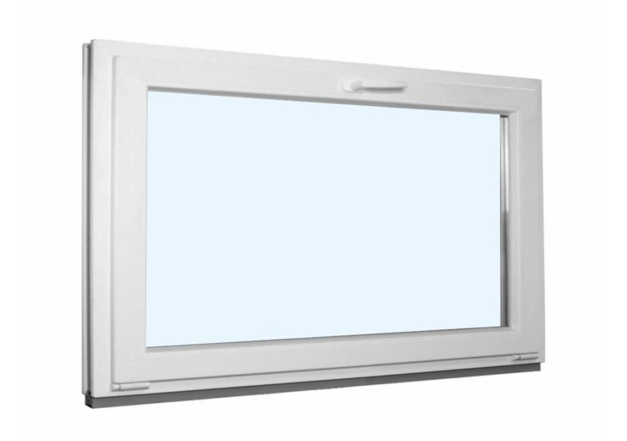 Fenêtre de cave soufflet PVC blanc vitrée ouvrant haut L 900mm x H 500mm