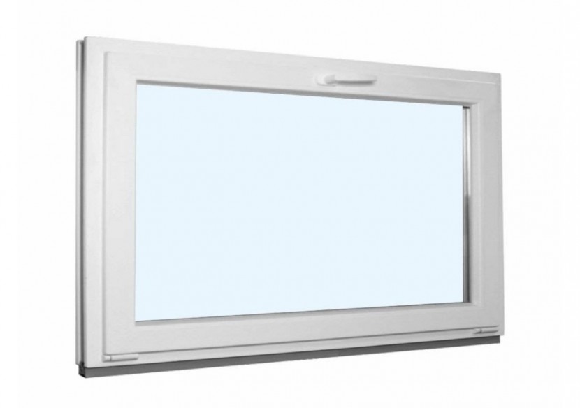 Fenêtre de cave soufflet PVC blanc vitrée ouvrant haut L 900mm x H 500mm