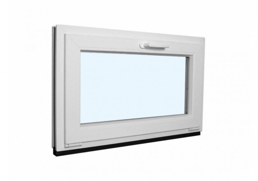 Fenêtre de cave soufflet PVC blanc vitrée ouvrant haut L 800mm x H 500mm